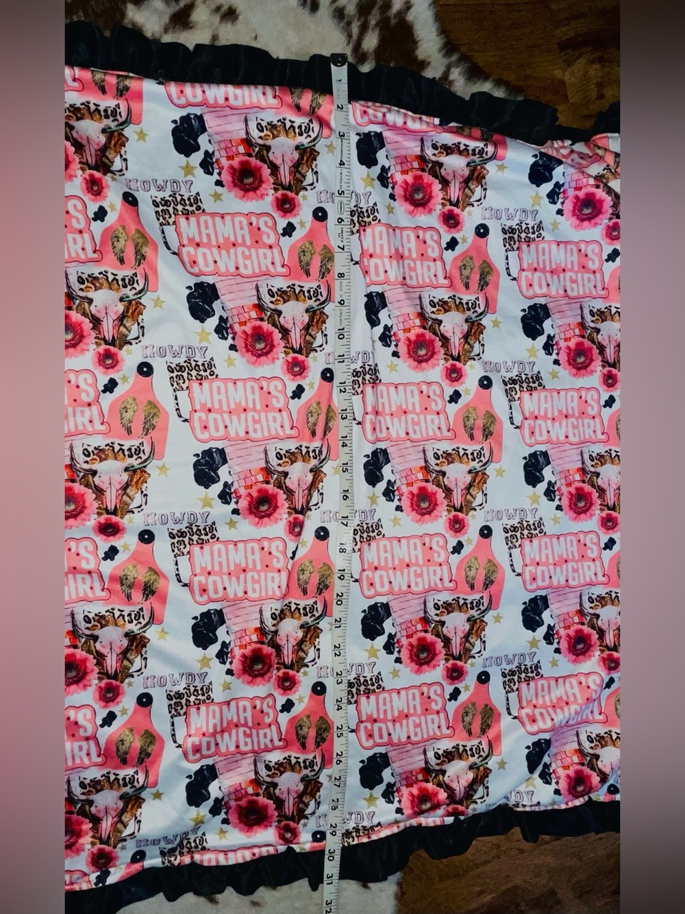 Mama's Cowgirl Floral Graphic Blanket - Pink & Black